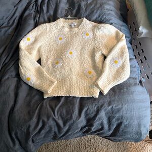 Paris Atelier & Other Stories Cream Daisy Appliqué Crewneck Sweater